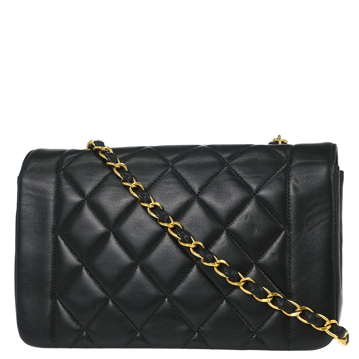 Chanel 1996-1997 Black Lambskin Small Diana Shoulder Bag