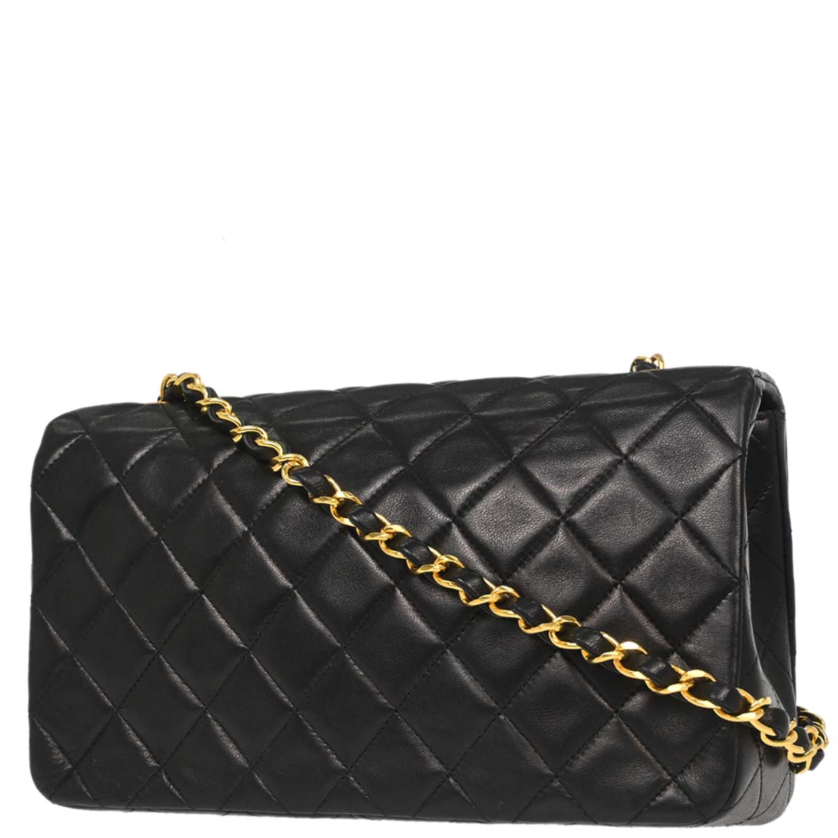 Chanel Black Lambskin Turnlock Small Full Flap Shoulder Bag