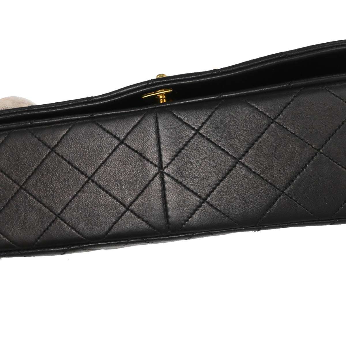 Chanel Black Lambskin Turnlock Small Full Flap Shoulder Bag