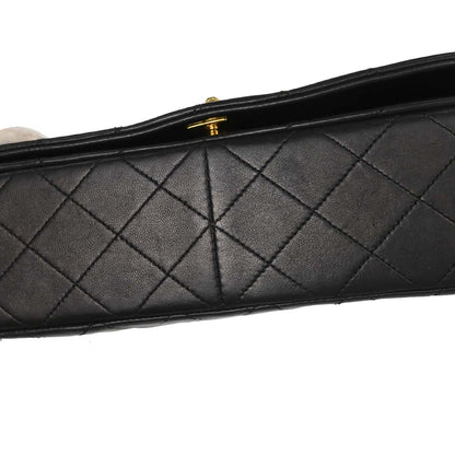 Chanel Black Lambskin Turnlock Small Full Flap Shoulder Bag