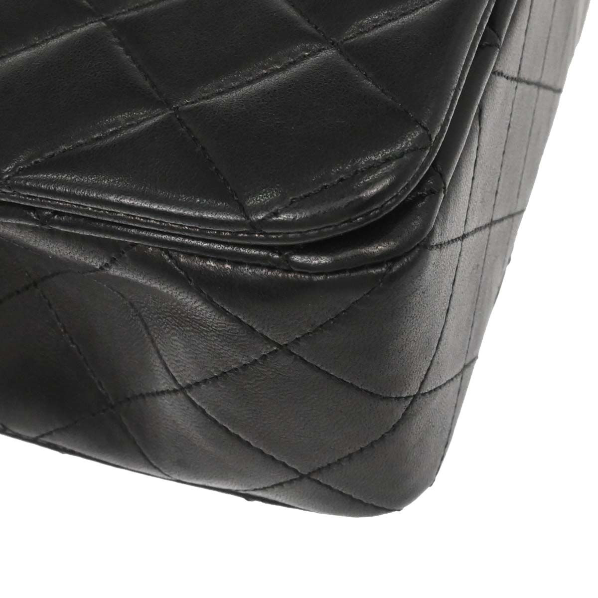 Chanel Black Lambskin Turnlock Small Full Flap Shoulder Bag