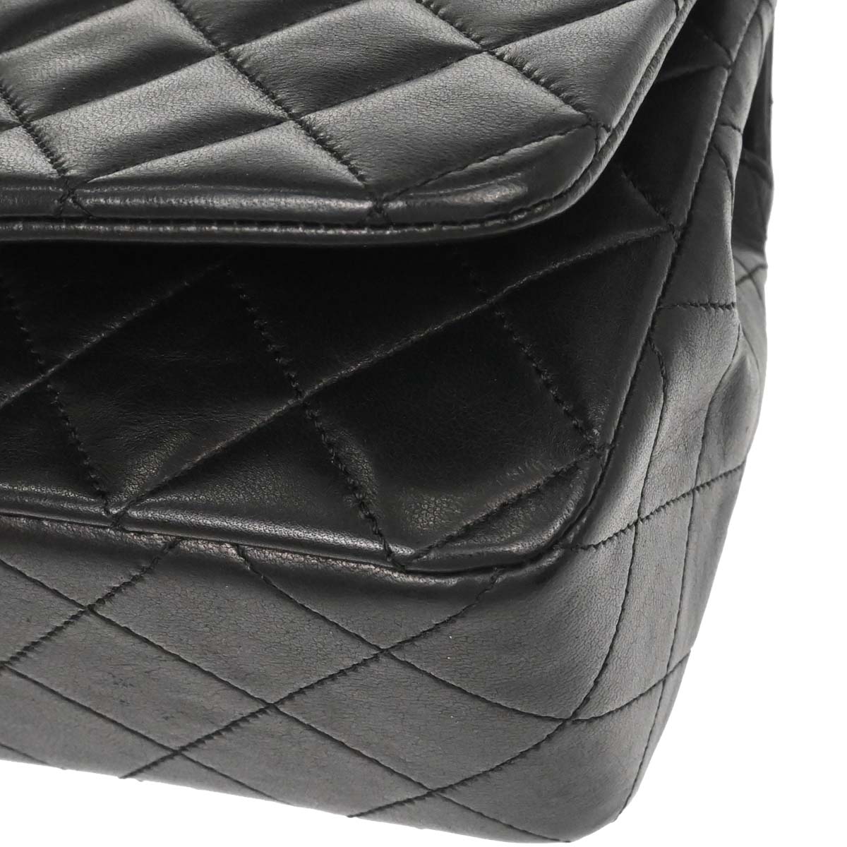 Chanel Black Lambskin Turnlock Small Full Flap Shoulder Bag