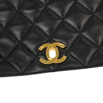 Chanel Black Lambskin Turnlock Small Full Flap Shoulder Bag