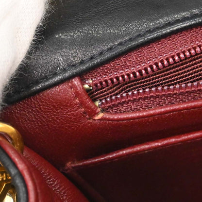 Chanel Black Lambskin Turnlock Small Full Flap Shoulder Bag