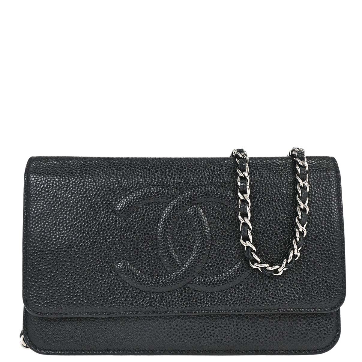 Chanel Black Caviar Skin Timeless WOC Wallet on Chain Bag