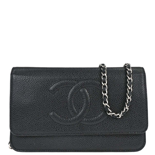 Chanel Black Caviar Skin Timeless WOC Wallet on Chain Bag
