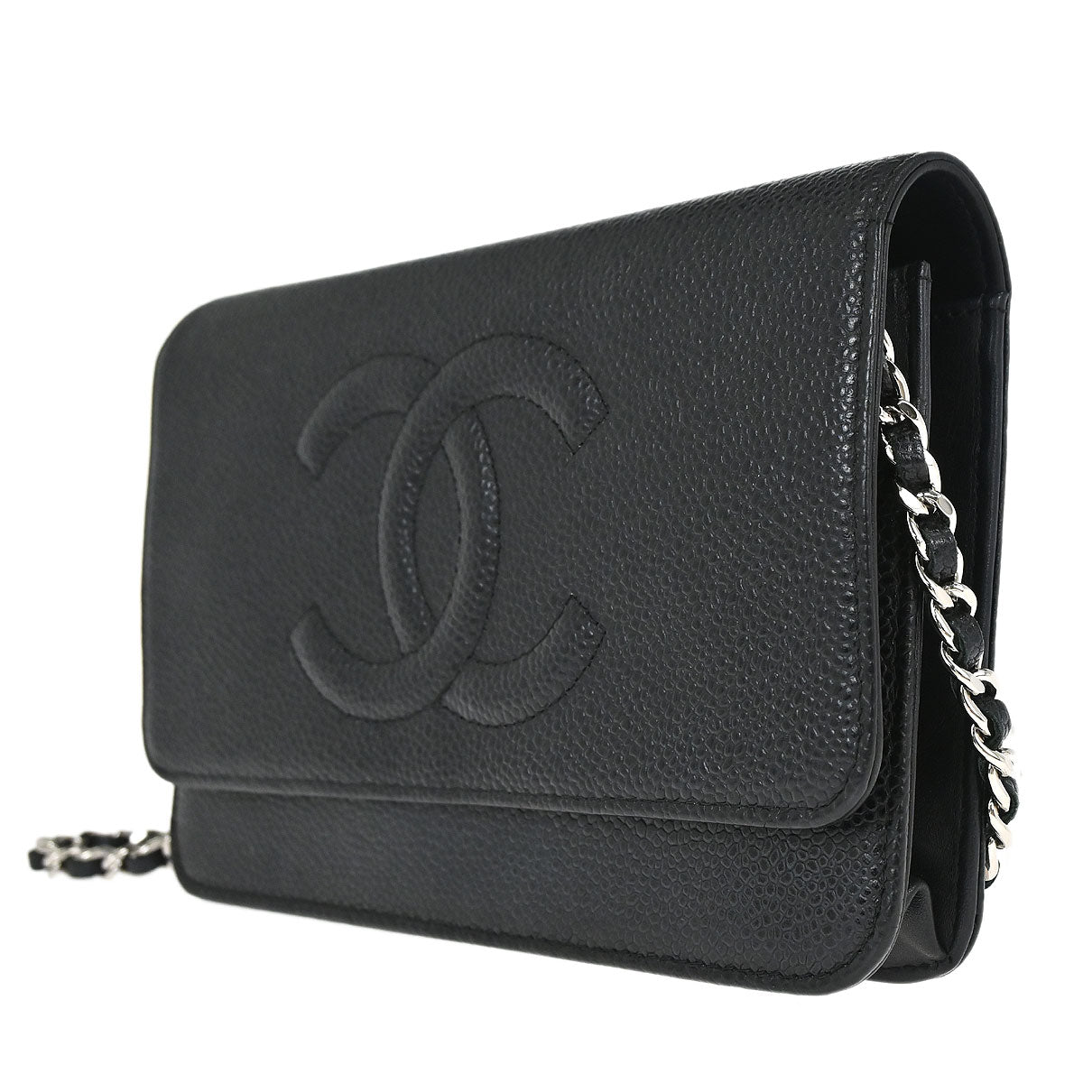 Chanel Black Caviar Skin Timeless WOC Wallet on Chain Bag