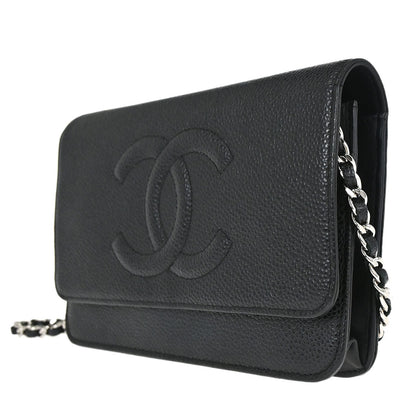 Chanel Black Caviar Skin Timeless WOC Wallet on Chain Bag