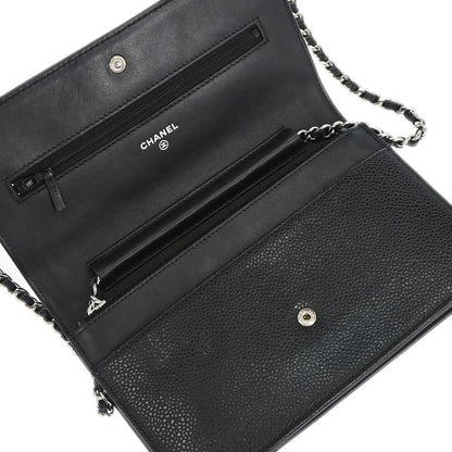Chanel Black Caviar Skin Timeless WOC Wallet on Chain Bag