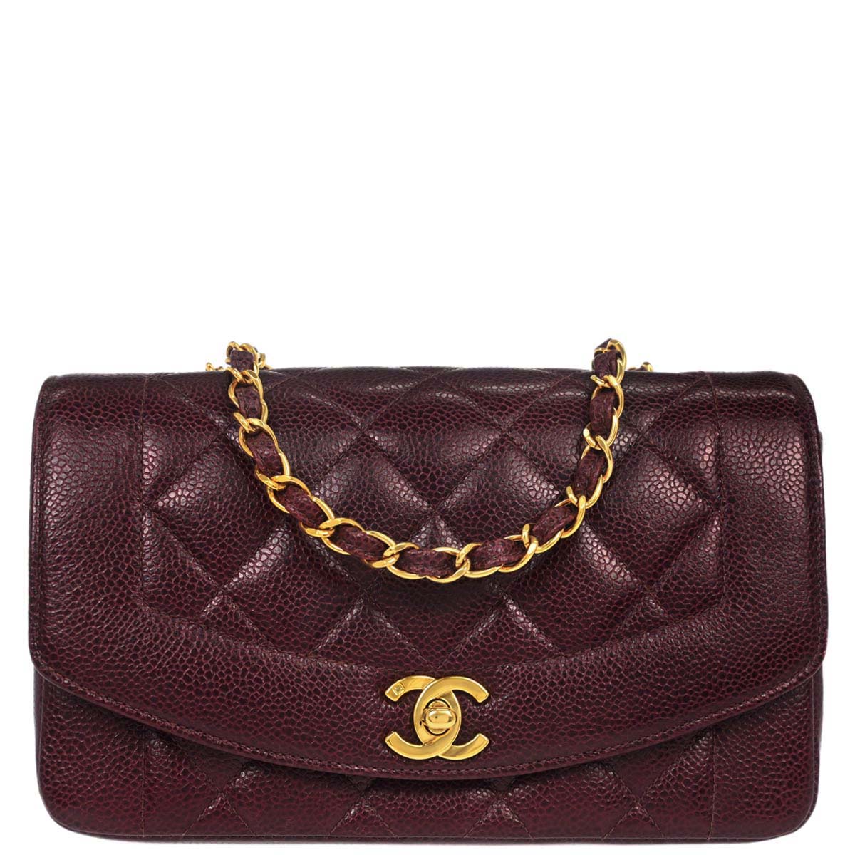 Chanel Bordeaux Caviar Skin Small Diana Shoulder Bag