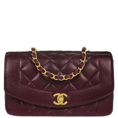 Chanel Bordeaux Caviar Skin Small Diana Shoulder Bag