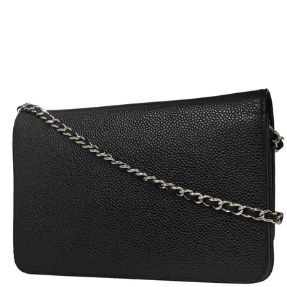 Chanel 2012 Black Caviar Timeless WOC Wallet on Chain Shoulder Bag