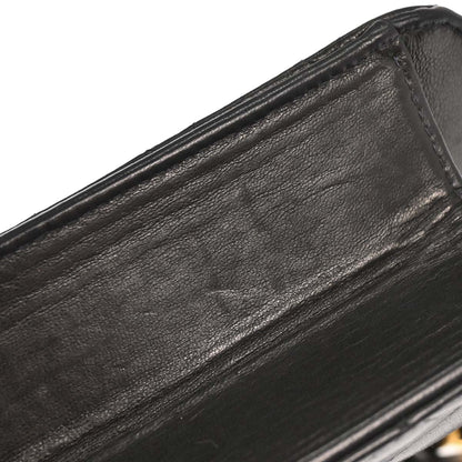 Chanel Black Lambskin Pushlock Medium Half Flap Shoulder Bag