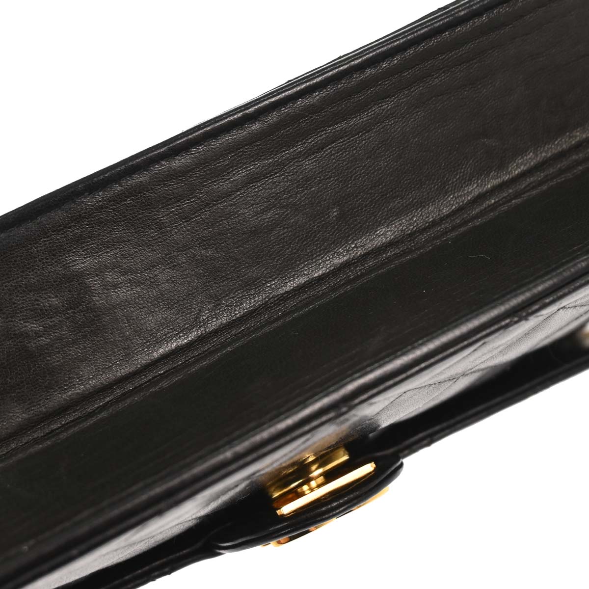 Chanel Black Lambskin Pushlock Medium Half Flap Shoulder Bag