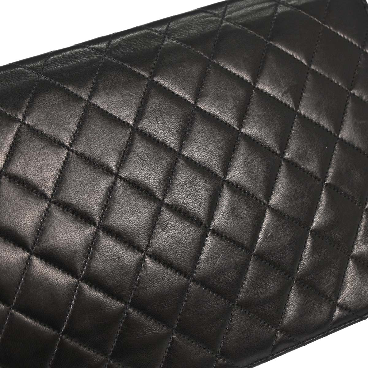 Chanel Black Lambskin Pushlock Medium Half Flap Shoulder Bag