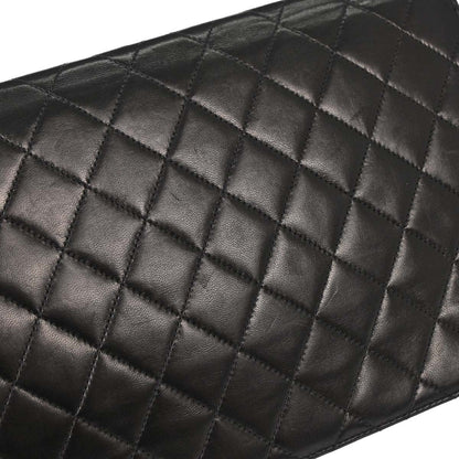 Chanel Black Lambskin Pushlock Medium Half Flap Shoulder Bag