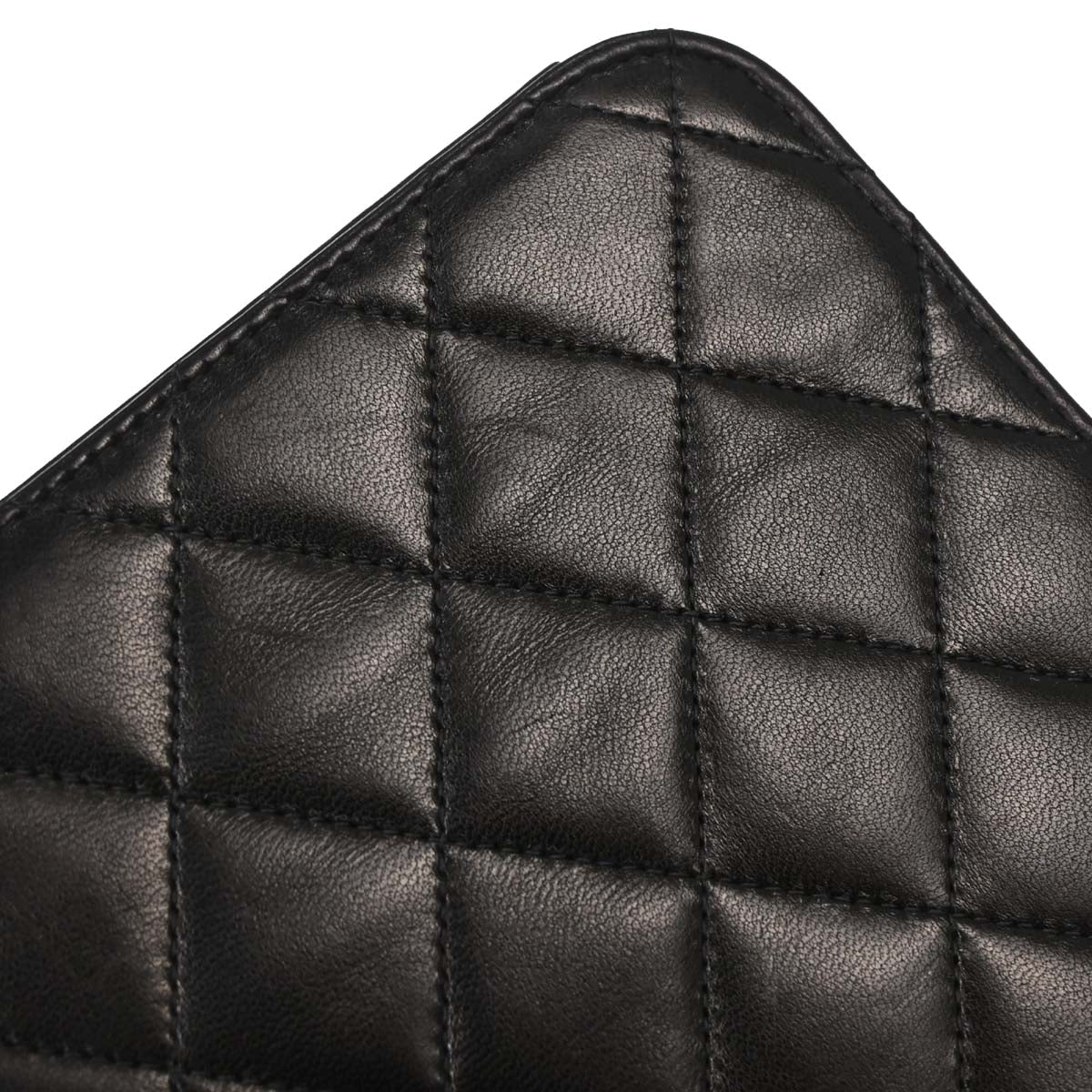 Chanel Black Lambskin Pushlock Medium Half Flap Shoulder Bag