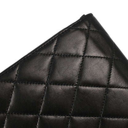 Chanel Black Lambskin Pushlock Medium Half Flap Shoulder Bag