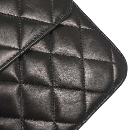 Chanel Black Lambskin Pushlock Medium Half Flap Shoulder Bag