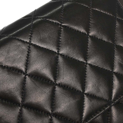 Chanel Black Lambskin Pushlock Medium Half Flap Shoulder Bag