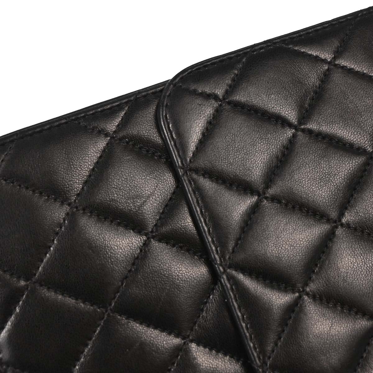 Chanel Black Lambskin Pushlock Medium Half Flap Shoulder Bag