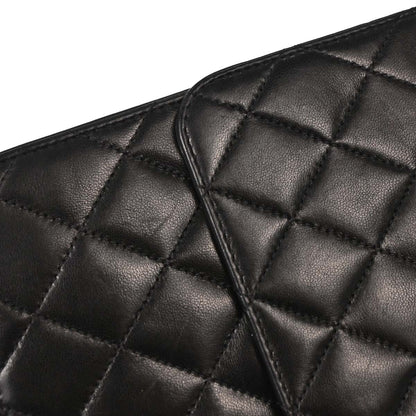 Chanel Black Lambskin Pushlock Medium Half Flap Shoulder Bag
