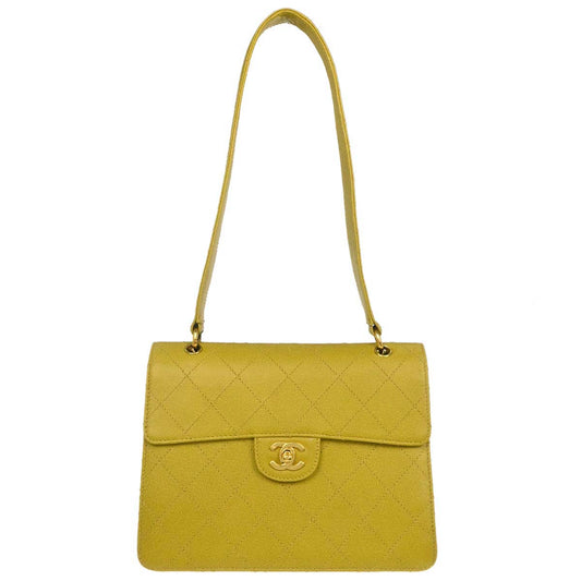 Chanel Yellow Green Caviar Skin Handbag