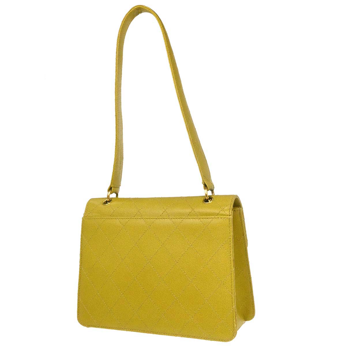Chanel Yellow Green Caviar Skin Handbag