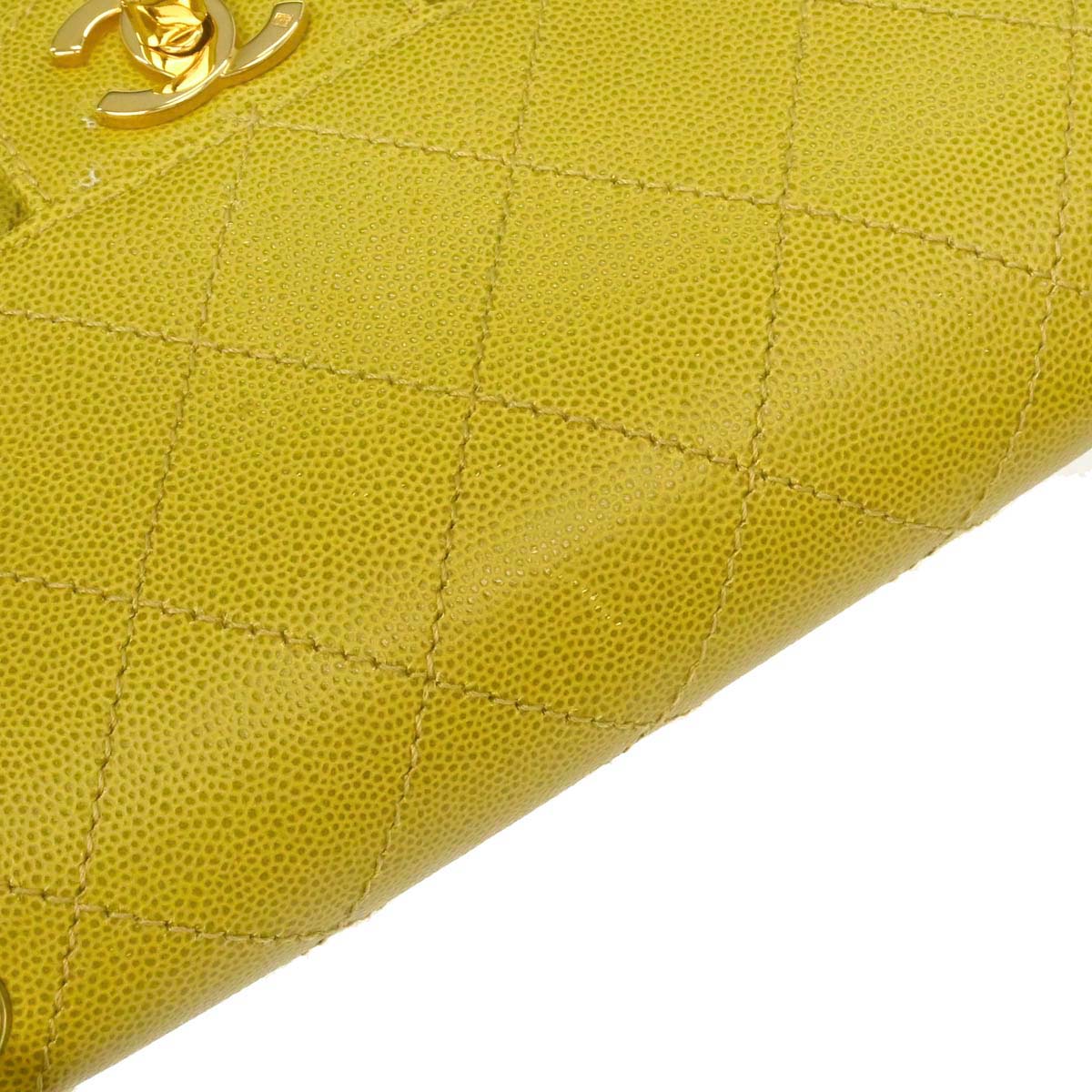 Chanel Yellow Green Caviar Skin Handbag