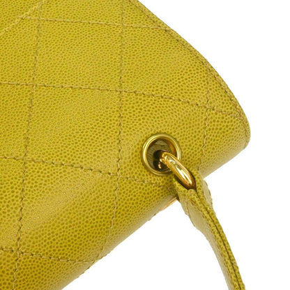 Chanel Yellow Green Caviar Skin Handbag