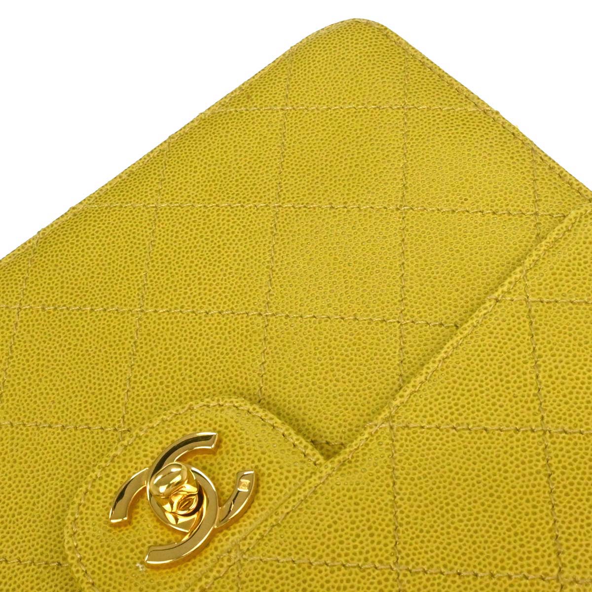 Chanel Yellow Green Caviar Skin Handbag