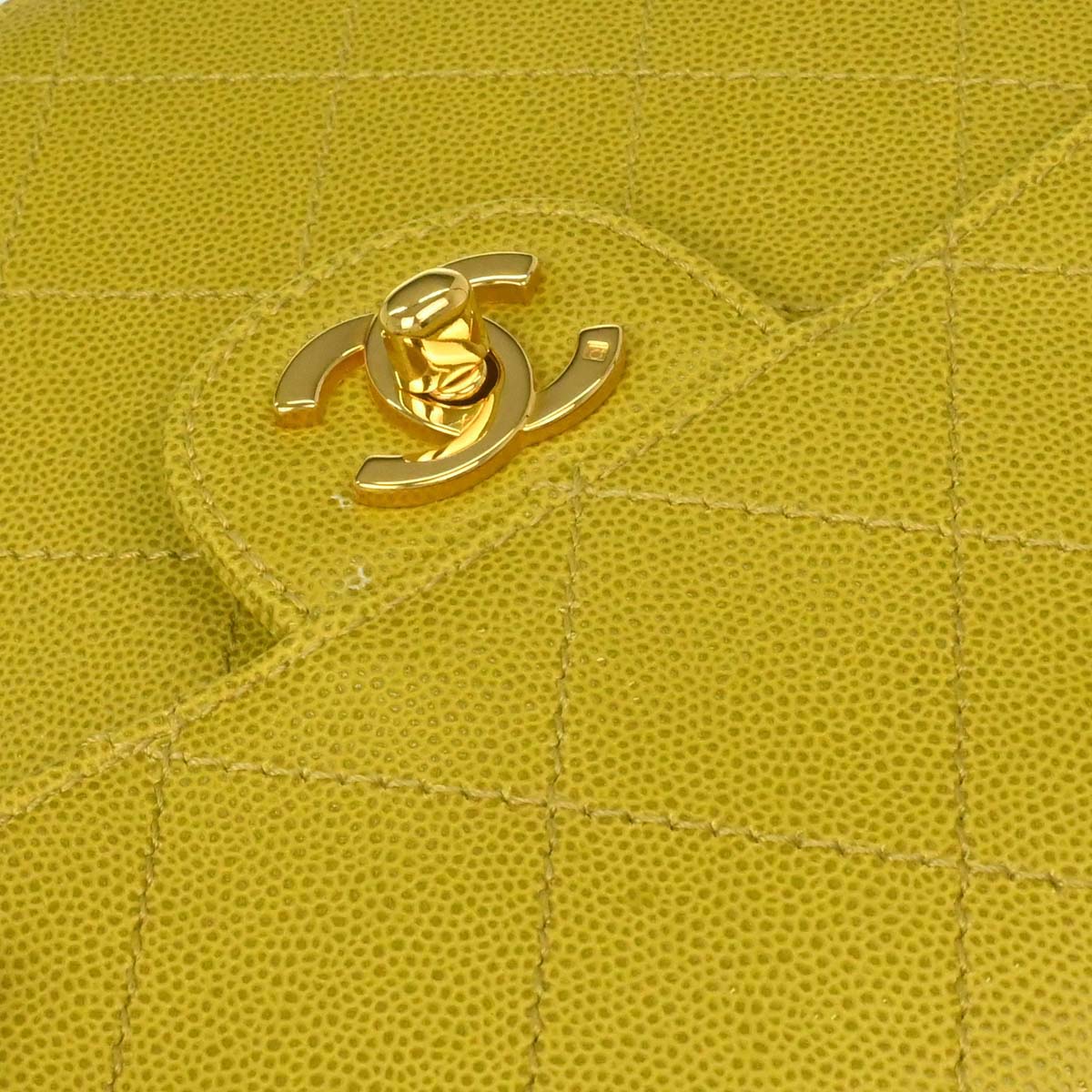 Chanel Yellow Green Caviar Skin Handbag