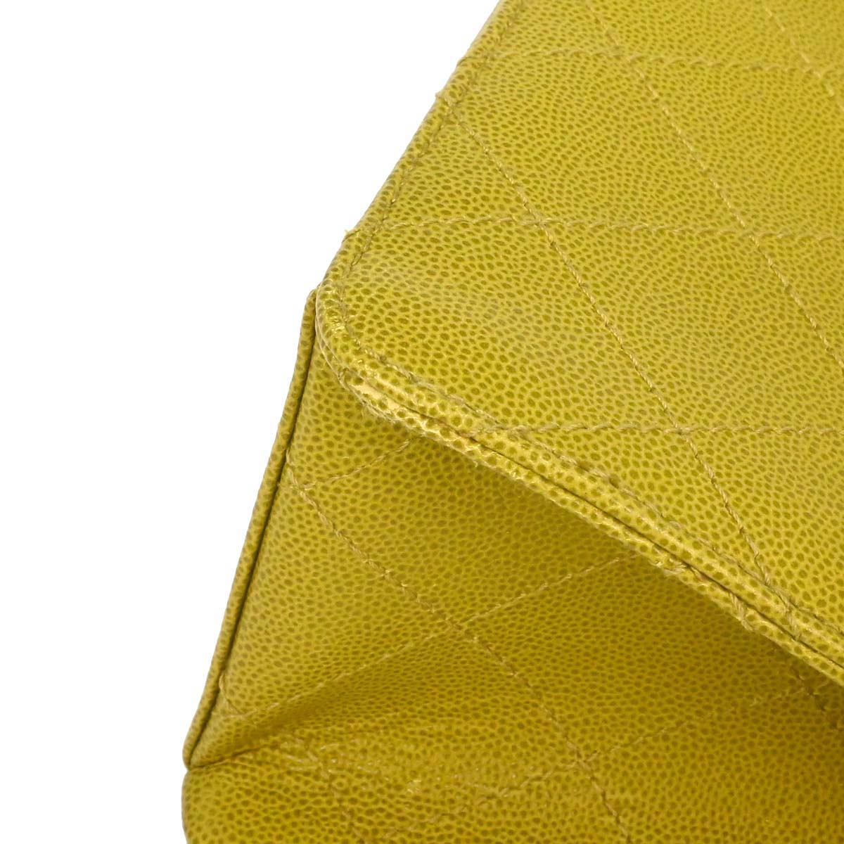 Chanel Yellow Green Caviar Skin Handbag
