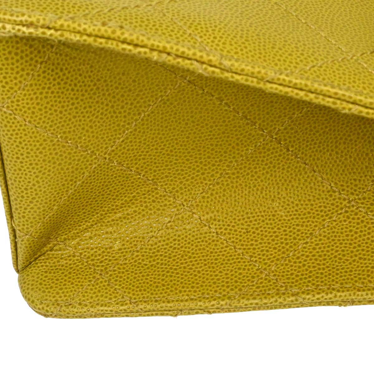 Chanel Yellow Green Caviar Skin Handbag