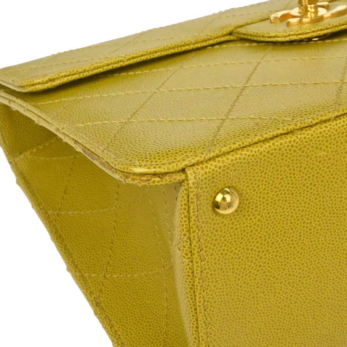 Chanel Yellow Green Caviar Skin Handbag