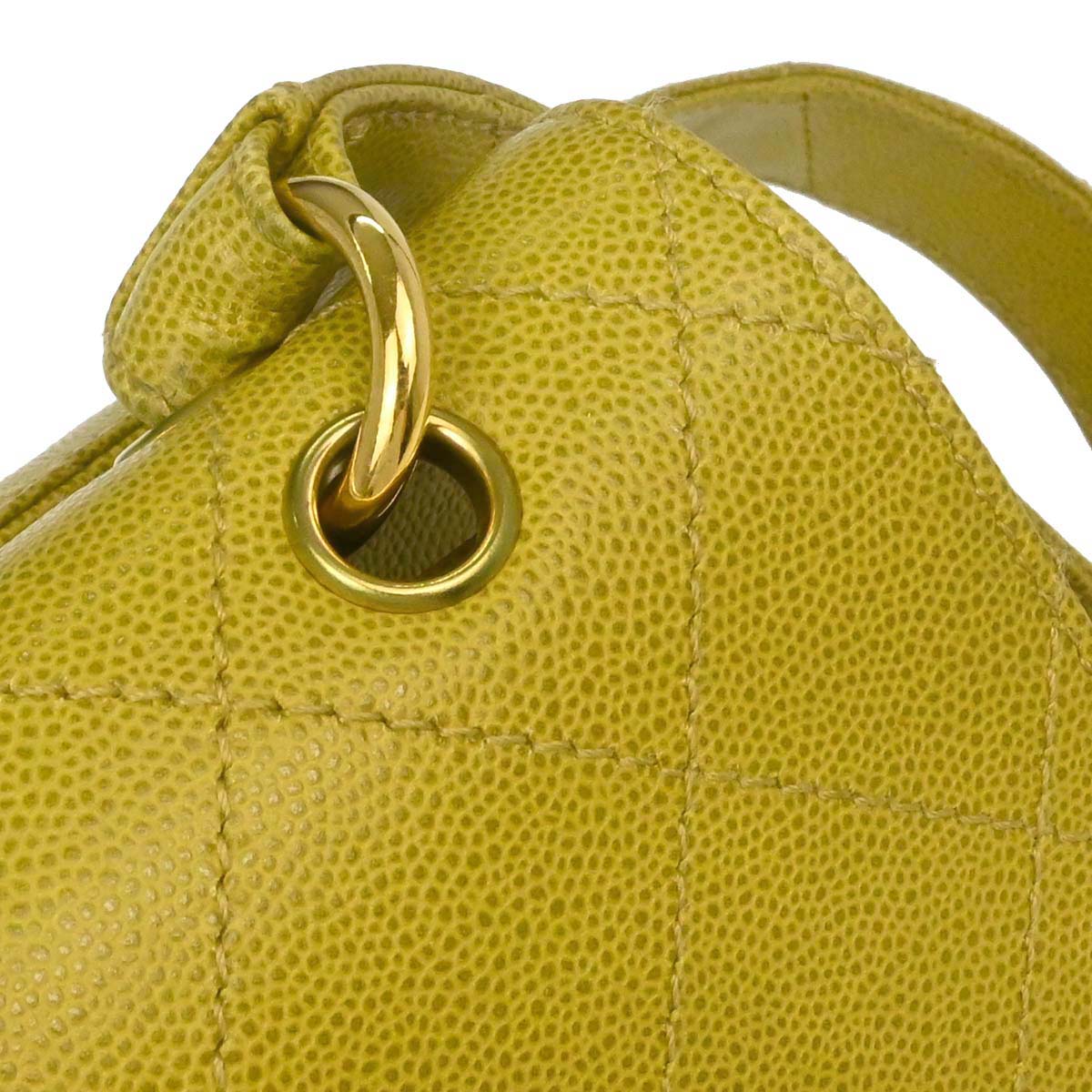 Chanel Yellow Green Caviar Skin Handbag