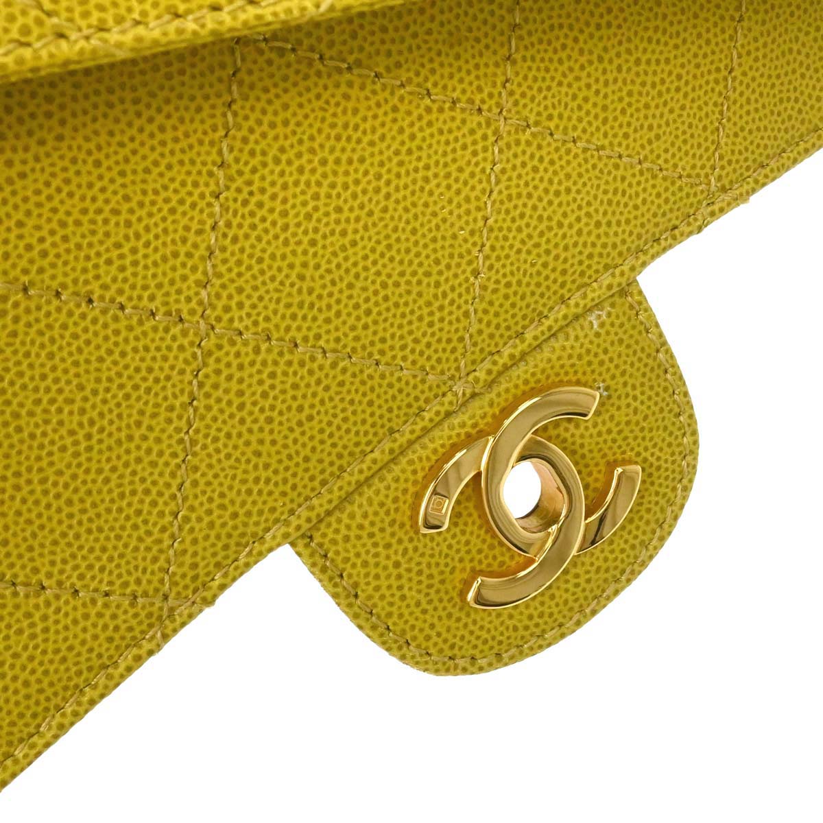 Chanel Yellow Green Caviar Skin Handbag
