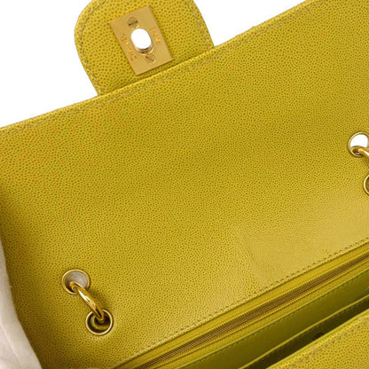 Chanel Yellow Green Caviar Skin Handbag