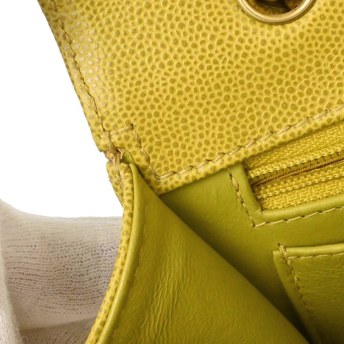 Chanel Yellow Green Caviar Skin Handbag