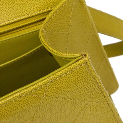Chanel Yellow Green Caviar Skin Handbag
