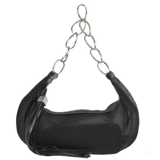 Chanel Black Nylon Mesh Hobo Handbag