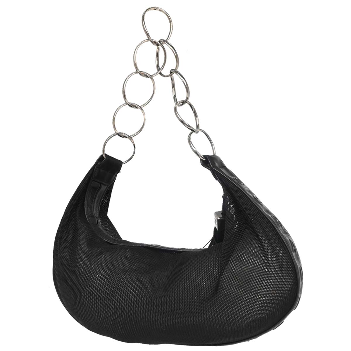 Chanel Black Nylon Mesh Hobo Handbag