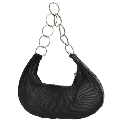 Chanel Black Nylon Mesh Hobo Handbag