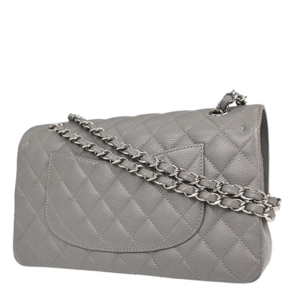 Chanel Gray Caviar Skin Medium Classic Double Flap Shoulder Bag