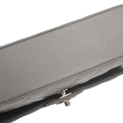 Chanel Gray Caviar Skin Medium Classic Double Flap Shoulder Bag
