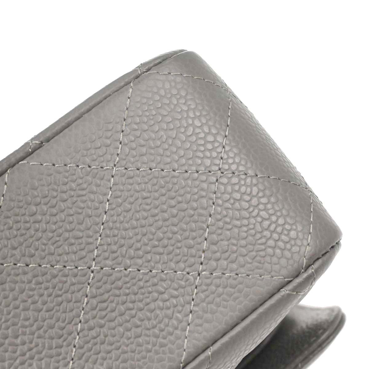 Chanel Gray Caviar Skin Medium Classic Double Flap Shoulder Bag