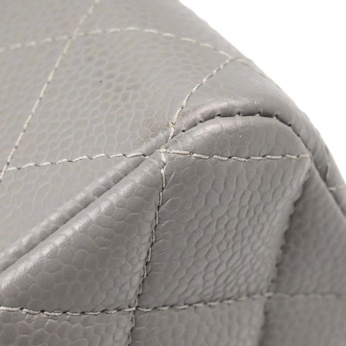 Chanel Gray Caviar Skin Medium Classic Double Flap Shoulder Bag