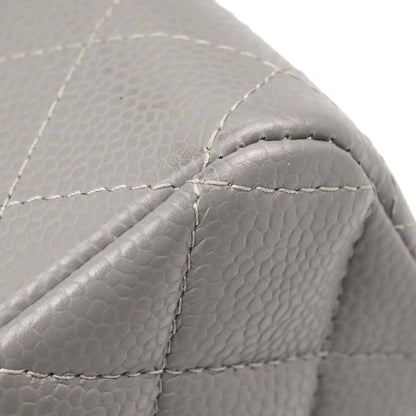 Chanel Gray Caviar Skin Medium Classic Double Flap Shoulder Bag