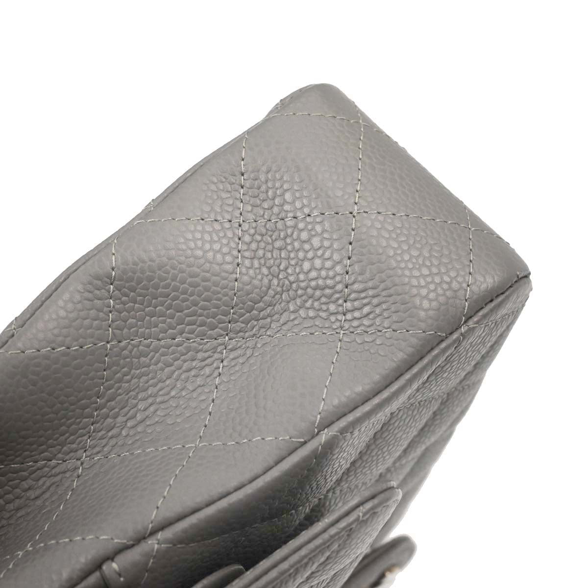 Chanel Gray Caviar Skin Medium Classic Double Flap Shoulder Bag