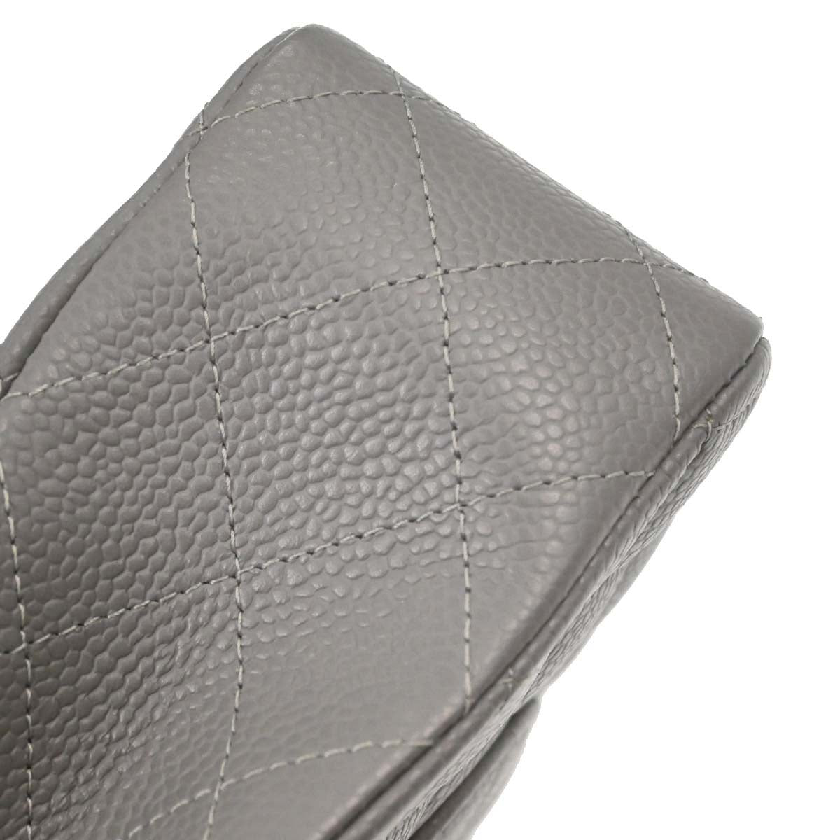 Chanel Gray Caviar Skin Medium Classic Double Flap Shoulder Bag